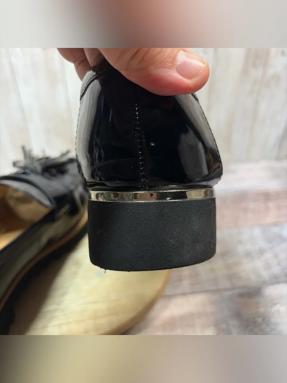 Franco Sarto Carolyn Women’s Black Man Made Loafers Tassel Glossy 9.5 M